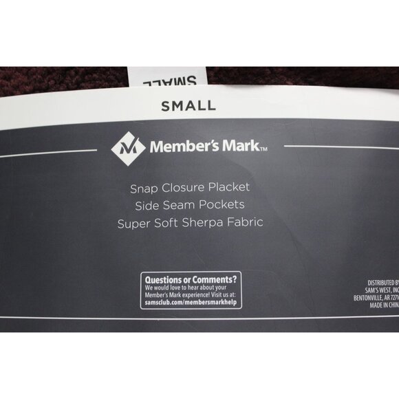 Member's Mark men's wine snap close alpine sherpa pullover jacket S - Picture 9 of 10